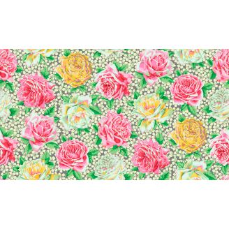 Tissu Philip Jacobs Rose Bloom Gris PJ077