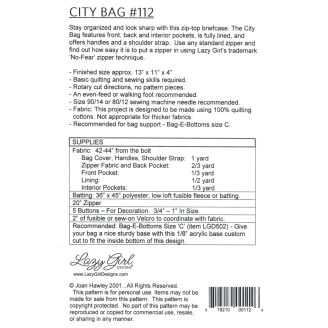 Patron de sac City Bag - Lazy Girl (en anglais) Patron de sac City Bag - Lazy Girl (en anglais)