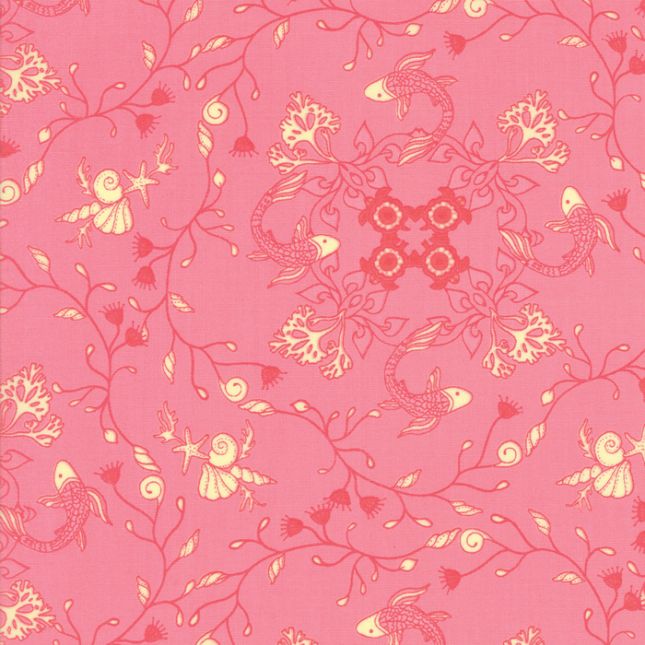 Tissu patchwork rose coquillages et poissons - Manderley