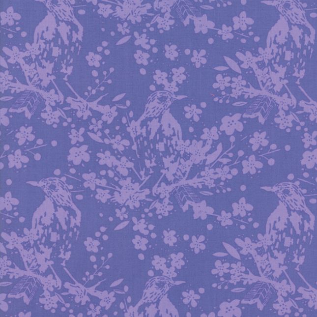Tissu patchwork lavande oiseaux sur branche