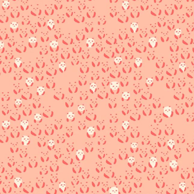 Tissu patchwork petits pandas pêche Tissu patchwork petits pandas pêche