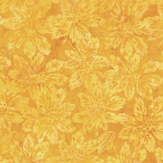 Tissu Batik feuilles et baies en grappe jaune Jonquille