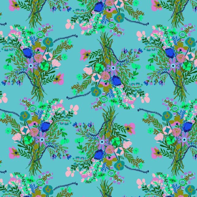 Tissu patchwork bleu ciel bouquets de fleurs Harmony Tissu patchwork bleu ciel bouquets de fleurs Harmony