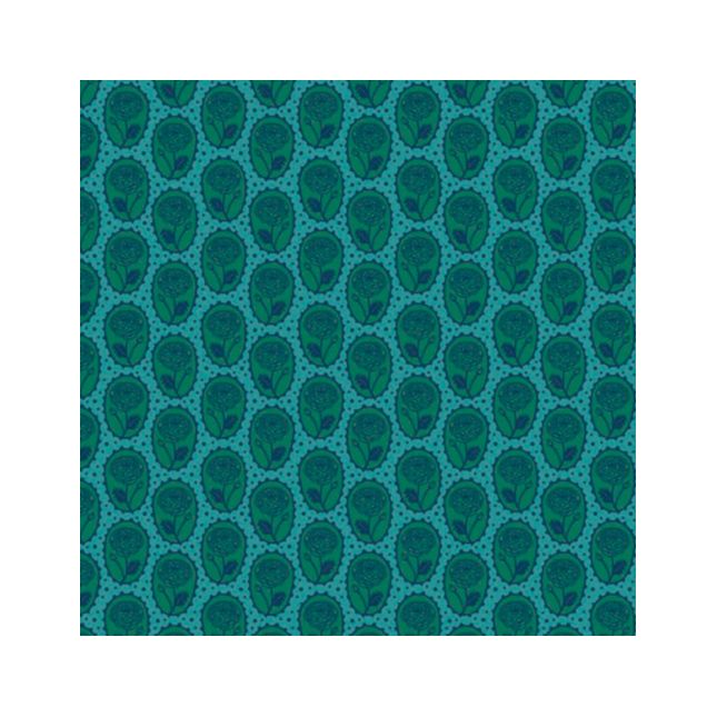 Tissu patchwork turquoise roses en médaillon Tissu patchwork turquoise roses en médaillon