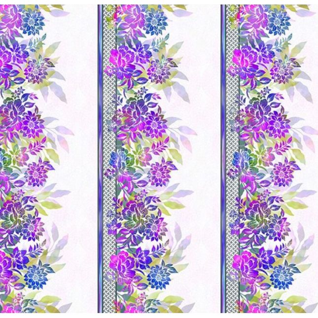 Tissu patchwork violet frises de fleurs Tissu patchwork violet frises de fleurs