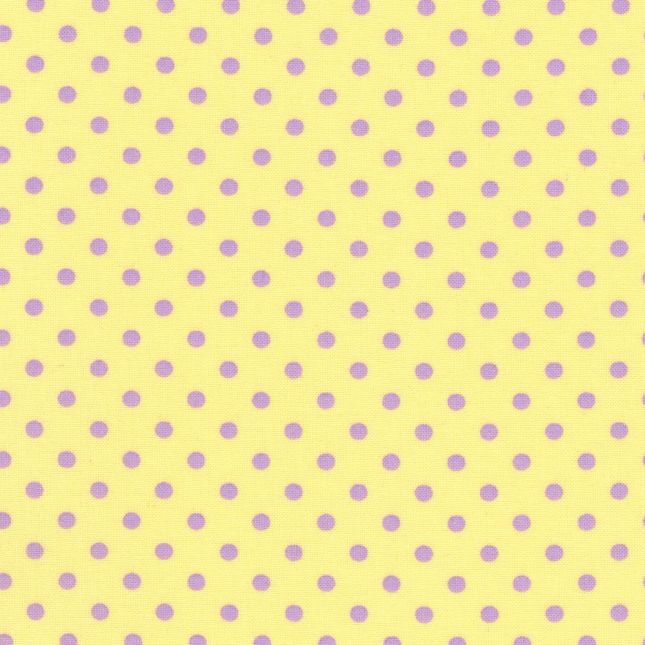 Tissu patchwork jaune poussin pois lavande Tissu patchwork jaune poussin pois lavande