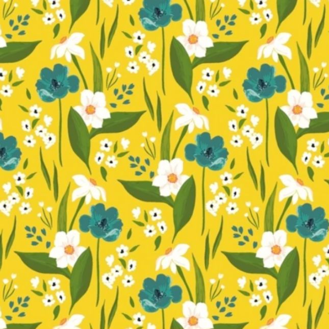 Tissu patchwork jaune citron pavot bleu Tissu patchwork jaune citron pavot bleu