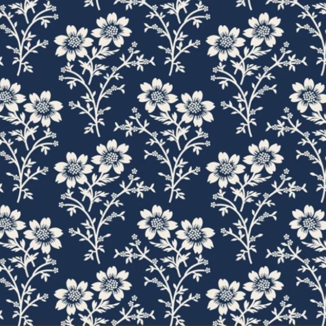 Tissu patchwork bleu marine fleurs blanches Lexington Tissu patchwork bleu marine fleurs blanches Lexington
