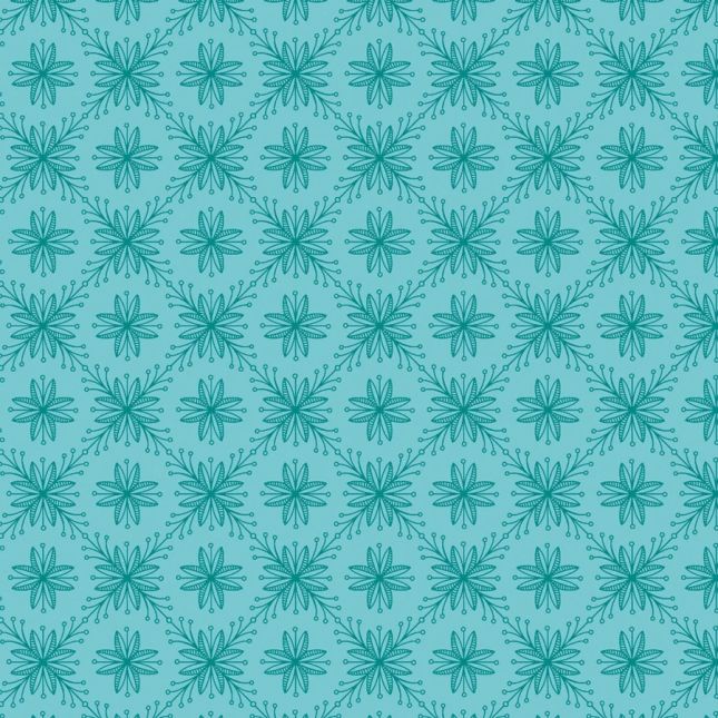Tissu patchwork bleu aqua poinsettia géométrique