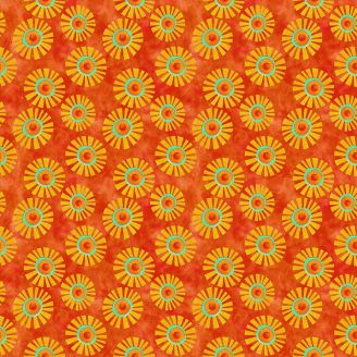 Tissu patchwork soleils orange terre cuite ABC's of Color