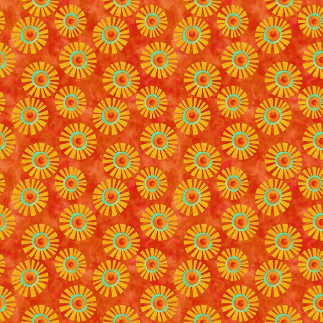 Tissu patchwork soleils orange terre cuite ABC's of Color Tissu patchwork soleils orange terre cuite ABC's of Color