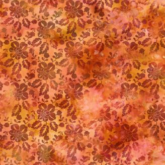 Tissu patchwork orange pivoines PRISM