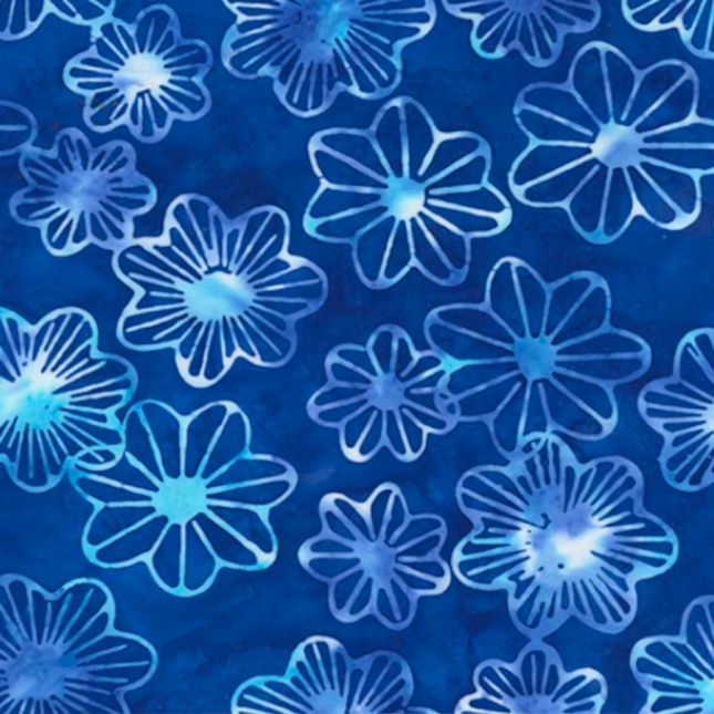 Tissu batik bleu fleurs Midnight Moon Jacqueline De Jonge Tissu batik bleu fleurs Midnight Moon Jacqueline De Jonge