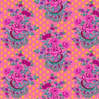 Tissu patchwork rose médaillon floral WEST PALM BEACH