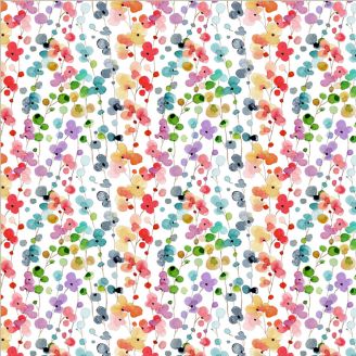 Tissu patchwork blanc petites fleurs aquarelle mutlicolores Wild Meadow