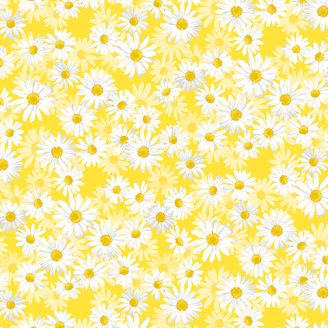 Tissu patchwork grande largeur jaune fleurs marguerites Daisy Dance