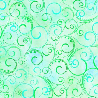 Tissu patchwork grande largeur vert menthe à spirales