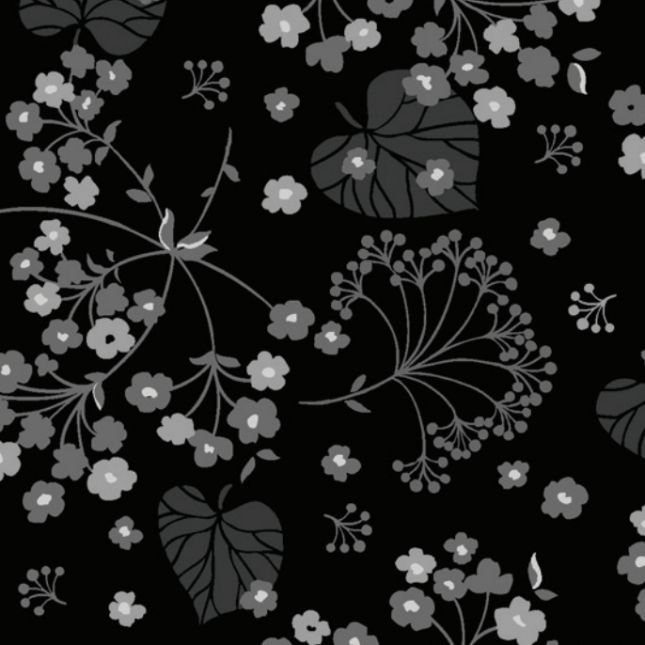 Tissu patchwork grande largeur noir fleurs grisesHarmony Tissu patchwork grande largeur noir fleurs grisesHarmony