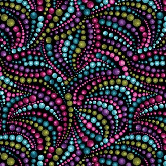 Tissu patchwork grande largeur noir pois mosaïque multico