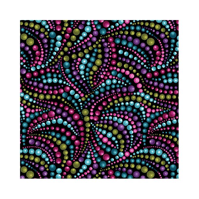 Tissu patchwork grande largeur noir pois mosaïque multico Tissu patchwork grande largeur noir pois mosaïque multico