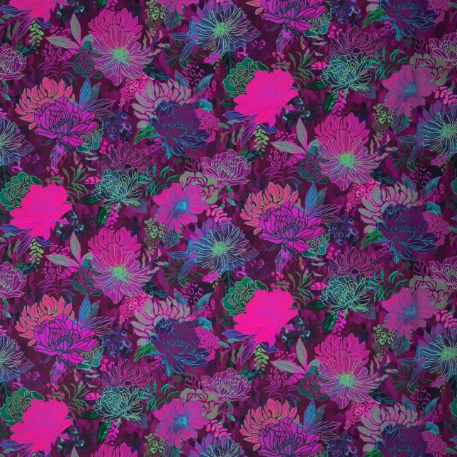 Tissu patchwork grande largeur prune Dahlia - Wide Tissu patchwork grande largeur prune Dahlia - Wide