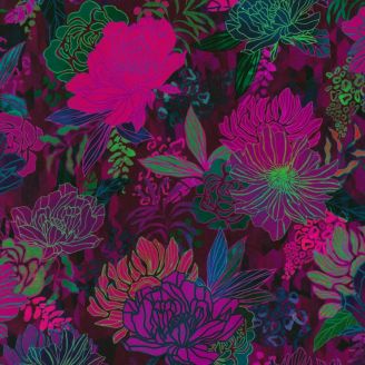 Tissu patchwork grande largeur prune Dahlia - Wide