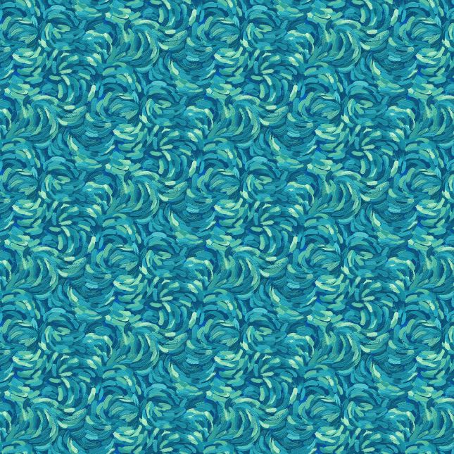 Tissu patchwork coups de pinceau à la Van Gogh bleu canard - Starry night Tissu patchwork coups de pinceau à la Van Gogh bleu canard - Starry night