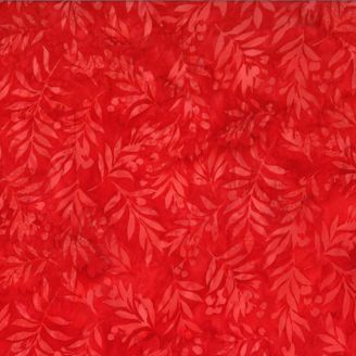 Tissu Batik rouge branchages ton sur ton Holiday Charm