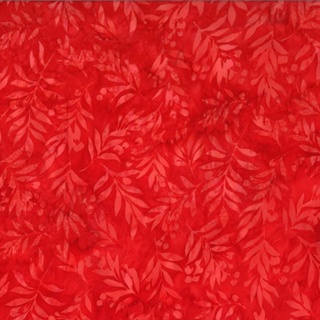 Tissu Batik rouge branchages ton sur ton Holiday Charm Tissu Batik rouge branchages ton sur ton Holiday Charm