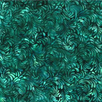 Tissu Batik vert jade feuilles stylisées Holiday Charm
