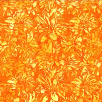 Tissu Batik jaune d'or fleurs ton sur ton Sundown