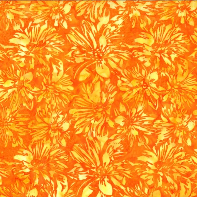 Tissu Batik jaune d'or fleurs ton sur ton Sundown