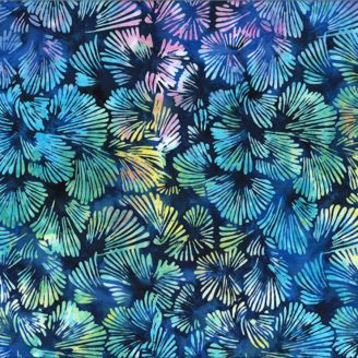 Tissu Batik bleu éventails ton sur ton Mermaid Lagoon