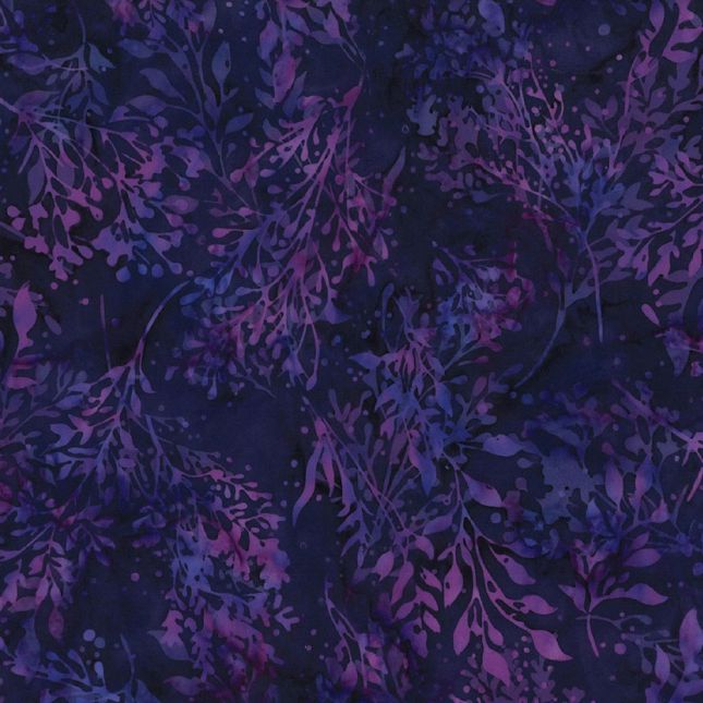 Tissu Batik violet foncé branches ton sur ton Tissu Batik violet foncé branches ton sur ton