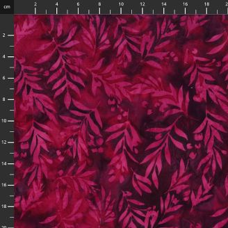 Tissu Batik rouge rubis palmes ton sur ton Tissu Batik rouge rubis palmes ton sur ton