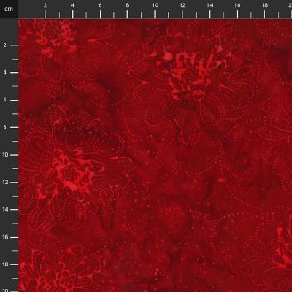 Tissu Batik rouge intense fleurs en pointillés