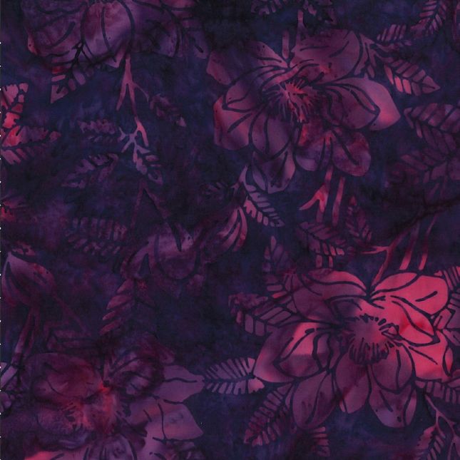 Tissu Batik violet rose grandes fleurs Tissu Batik violet rose grandes fleurs