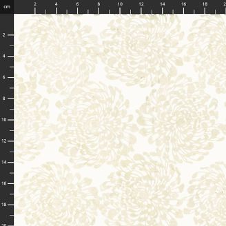 Tissu Batik blanc écru dahlia ton sur ton