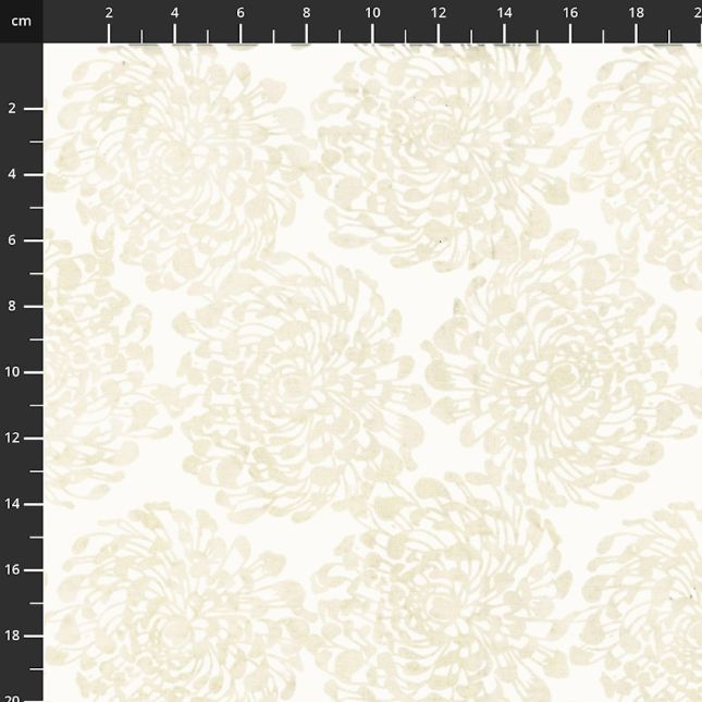 Tissu Batik blanc écru dahlia ton sur ton