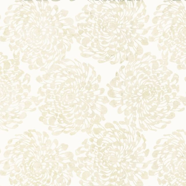 Tissu Batik blanc écru dahlia ton sur ton