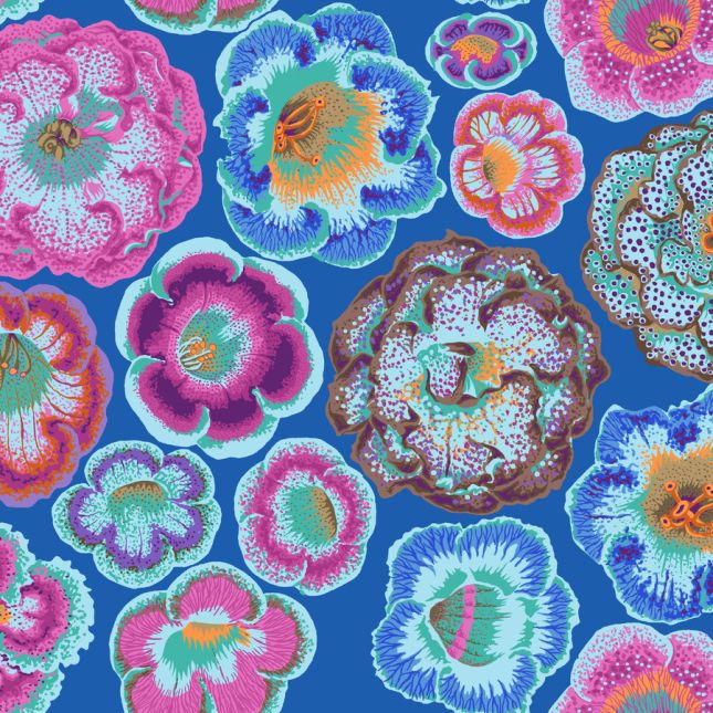 Tissu Philip Jacobs fleurs Helen bleu Tissu Philip Jacobs fleurs Helen bleu
