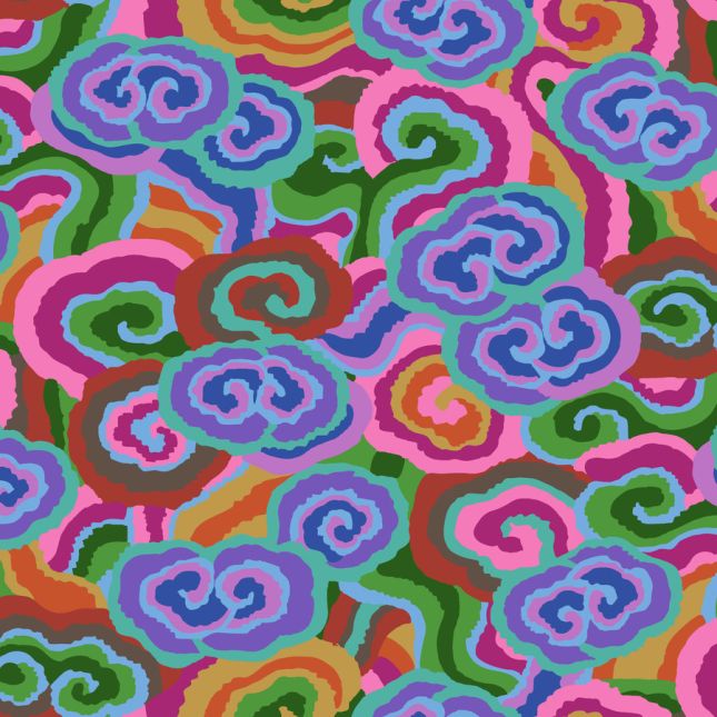 Tissu Philip Jacobs nuages multico Cloud Scrolls PJ138 Tissu Philip Jacobs nuages multico Cloud Scrolls PJ138