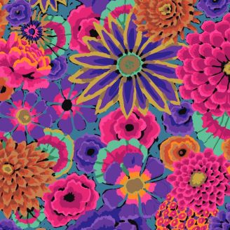 Tissu Kaffe Fassett grandes fleurs Enchanted violet GP172