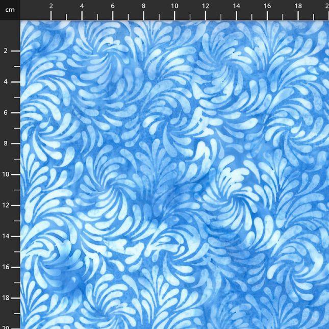 Tissu Batik bleu bleuet feuilles stylisées In the Snow