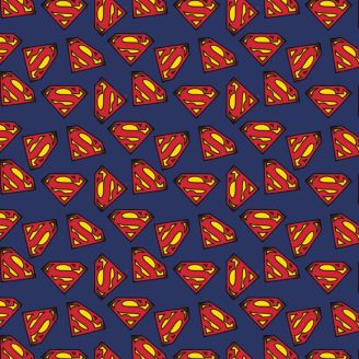 Tissu patchwork logo Superman bleu indigo