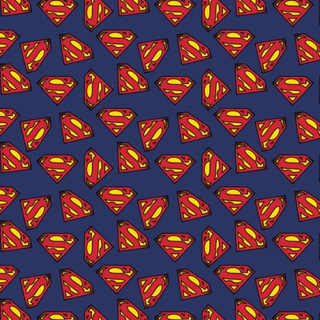 Tissu patchwork logo Superman bleu indigo Tissu patchwork logo Superman bleu indigo