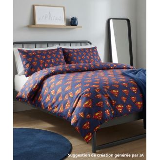 Tissu patchwork logo Superman bleu indigo Tissu patchwork logo Superman bleu indigo