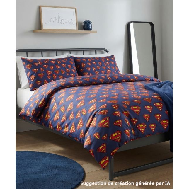 Tissu patchwork logo Superman bleu indigo Tissu patchwork logo Superman bleu indigo