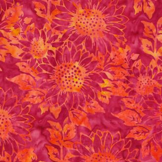 Tissu Batik tournesols rose Grenade