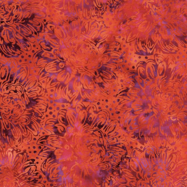 Tissu Batik grands Dahlias violet rose orange Tissu Batik grands Dahlias violet rose orange